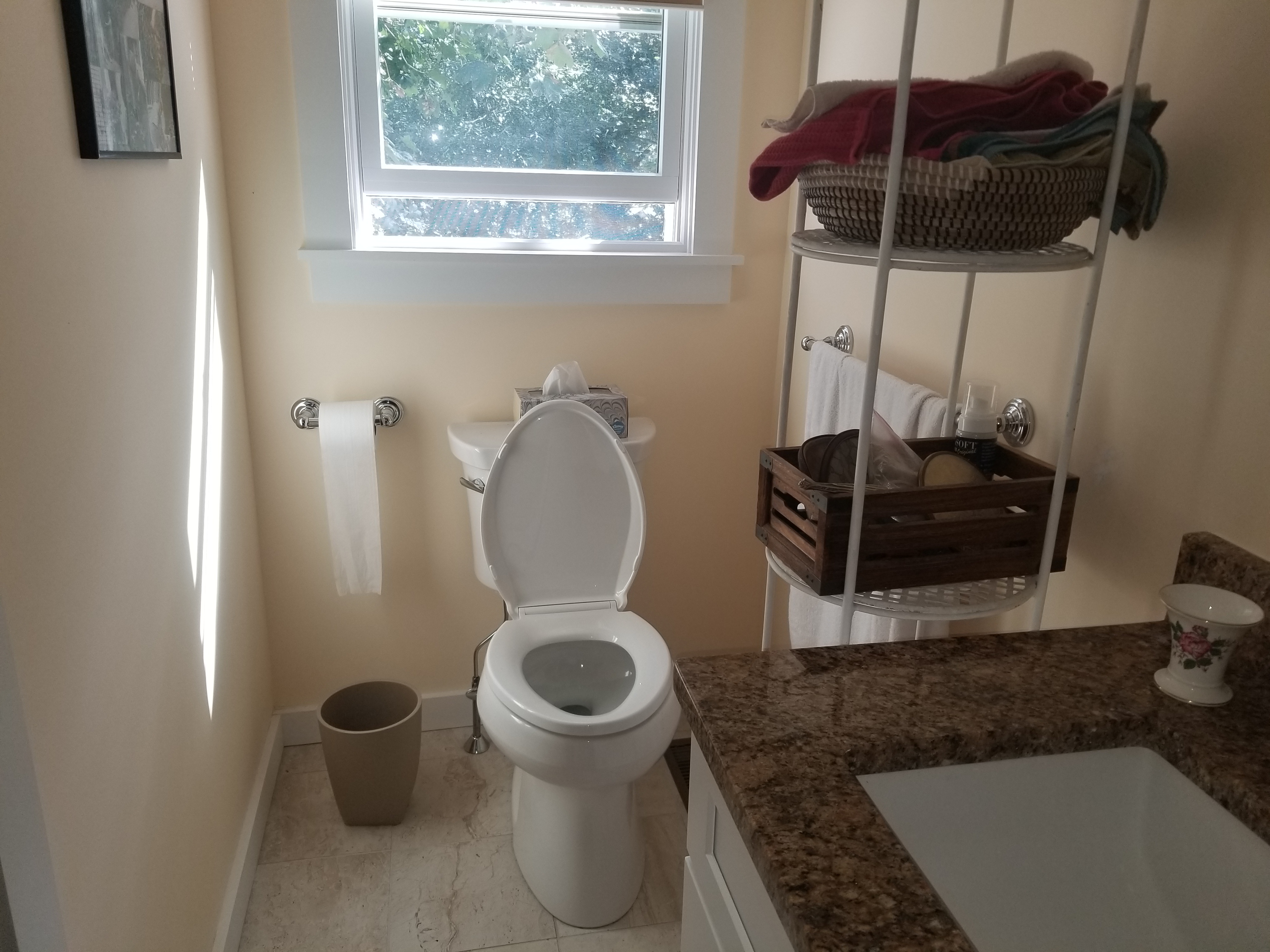 White Shaker Vanity with Granite Brewster