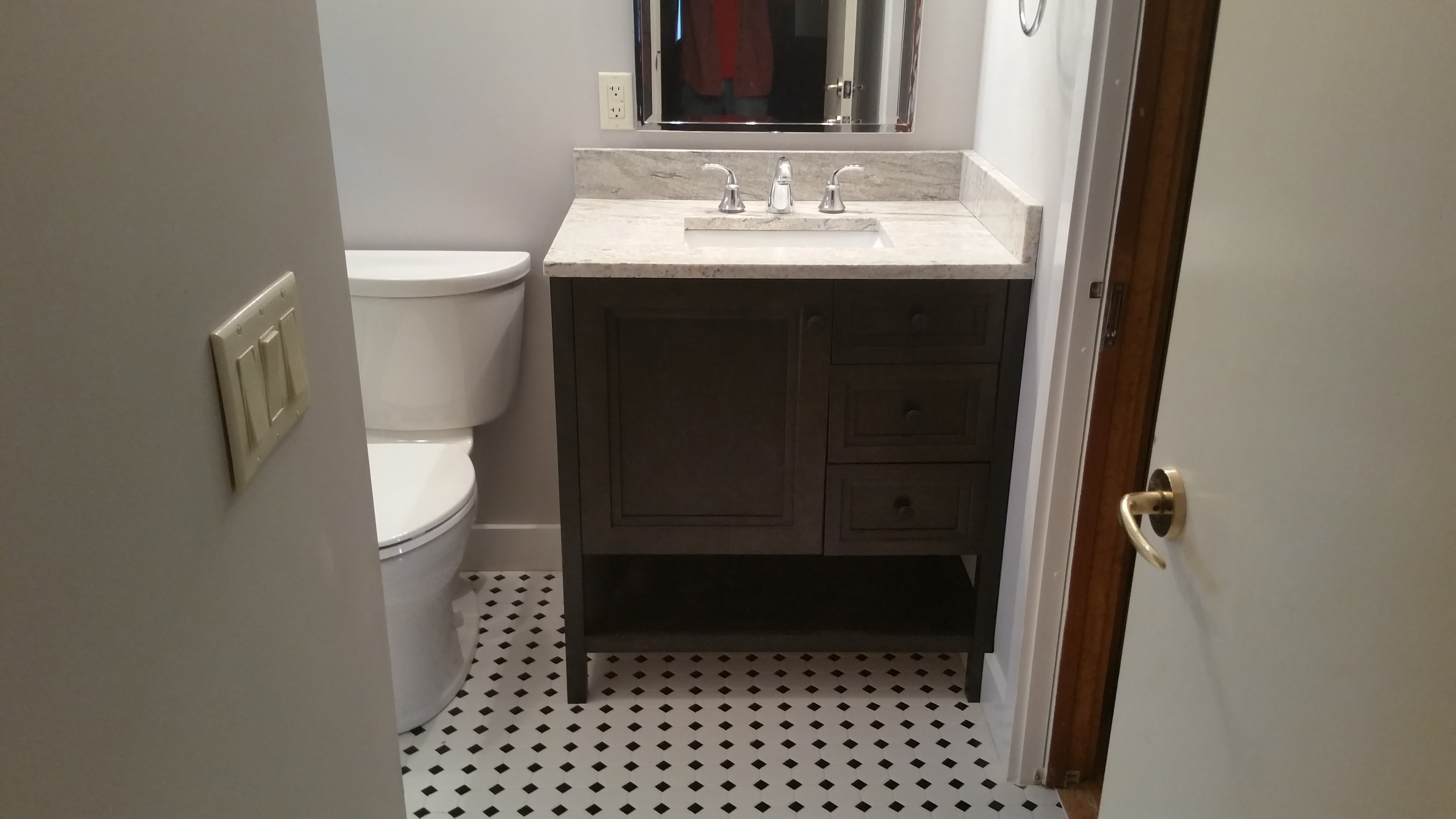 White Vanity with Granite and Side Storage Brewster MA