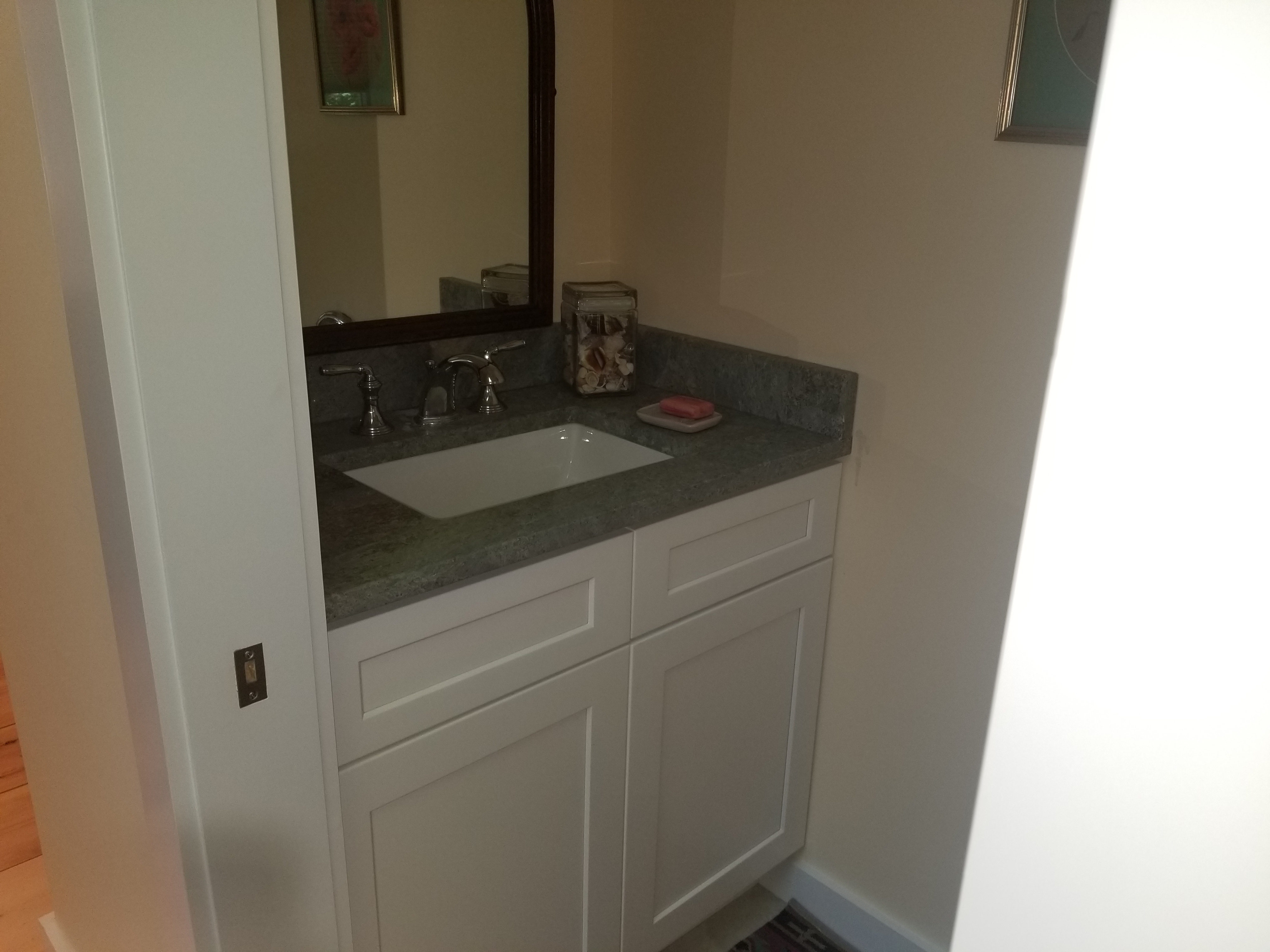 Wood Tone Bathroom Vanity with Granite Brewster